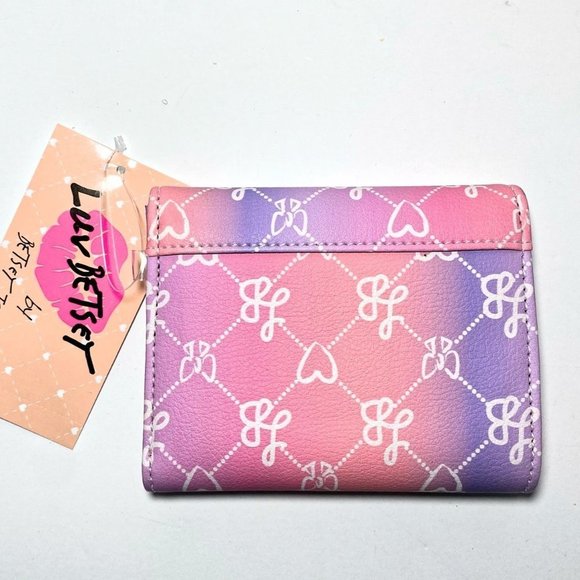Luv Betsey Johnson Pink Purple Ombré Bag Wallet - Picture 6 of 6